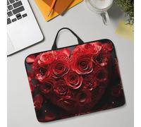 14in Laptop Sleeve Bag, Lightweight Waterproof Laptop Bag Shockproof Soft Carrying Case Red Rose Love Heart Tablet Travel Cover with Handle for 13-14 Inch Notebook