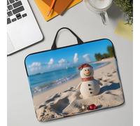 14in Laptop Sleeve Bag, Lightweight Waterproof Laptop Bag Shockproof Soft Carrying Case Sand Snowman On Beach Tablet Travel Cover with Handle for 13-14 Inch Notebook