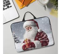 14in Laptop Sleeve Bag, Lightweight Waterproof Laptop Bag Shockproof Soft Carrying Case Santa Claus Snow Secenry Tablet Travel Cover with Handle for 13-14 Inch Notebook