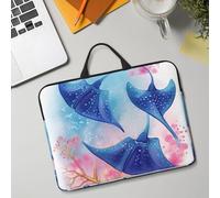 14in Laptop Sleeve Bag, Lightweight Waterproof Laptop Bag Shockproof Soft Carrying Case Sea Animals Stingrays Tablet Travel Cover with Handle for 13-14 Inch Notebook