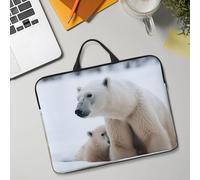 14in Laptop Sleeve Bag, Lightweight Waterproof Laptop Bag Shockproof Soft Carrying Case Snow Animal Polar Bear Tablet Travel Cover with Handle for 13-14 Inch Notebook