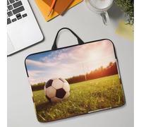 14in Laptop Sleeve Bag, Lightweight Waterproof Laptop Bag Shockproof Soft Carrying Case Soccer Ball On A Field Tablet Travel Cover with Handle for 13-14 Inch Notebook