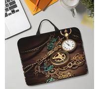 14in Laptop Sleeve Bag, Lightweight Waterproof Laptop Bag Shockproof Soft Carrying Case Steampunk Watches Keys and Chains Tablet Travel Cover with Handle for 13-14 Inch Notebook