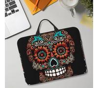 14in Laptop Sleeve Bag, Lightweight Waterproof Laptop Bag Shockproof Soft Carrying Case Sugar Skulls Day of The Dead Tablet Travel Cover with Handle for 13-14 Inch Notebook