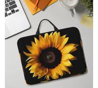14in Laptop Sleeve Bag, Lightweight Waterproof Laptop Bag Shockproof Soft Carrying Case Sunflower On Black Background Tablet Travel Cover with Handle for 13-14 Inch Notebook