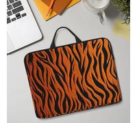 14in Laptop Sleeve Bag, Lightweight Waterproof Laptop Bag Shockproof Soft Carrying Case Tiger Stripes Orange Tablet Travel Cover with Handle for 13-14 Inch Notebook