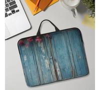 14in Laptop Sleeve Bag, Lightweight Waterproof Laptop Bag Shockproof Soft Carrying Case Vintage Blue Wood Tablet Travel Cover with Handle for 13-14 Inch Notebook