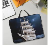 14in Laptop Sleeve Bag, Lightweight Waterproof Laptop Bag Shockproof Soft Carrying Case Vintage Nautical White Ship Tablet Travel Cover with Handle for 13-14 Inch Notebook