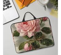 14in Laptop Sleeve Bag, Lightweight Waterproof Laptop Bag Shockproof Soft Carrying Case Vintage Pink Rose Tablet Travel Cover with Handle for 13-14 Inch Notebook
