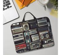 14in Laptop Sleeve Bag, Lightweight Waterproof Laptop Bag Shockproof Soft Carrying Case Vintage Wall of Radio Boombox Tablet Travel Cover with Handle for 13-14 Inch Notebook