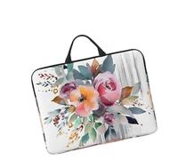 14in Laptop Sleeve Bag, Lightweight Waterproof Laptop Bag Shockproof Soft Carrying Case Watercolor Floral Corner Bouquet Tablet Travel Cover with Handle for 13-14 Inch Notebook