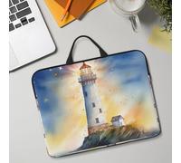 14in Laptop Sleeve Bag, Lightweight Waterproof Laptop Bag Shockproof Soft Carrying Case Watercolor Lighthouse Fantasy Light Tablet Travel Cover with Handle for 13-14 Inch Notebook
