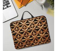 14in Laptop Sleeve Bag, Lightweight Waterproof Laptop Bag Shockproof Soft Carrying Case Wicker Woven Grid Tablet Travel Cover with Handle for 13-14 Inch Notebook