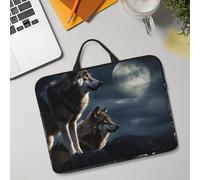 14in Laptop Sleeve Bag, Lightweight Waterproof Laptop Bag Shockproof Soft Carrying Case Wolves in The Moonlight Tablet Travel Cover with Handle for 13-14 Inch Notebook