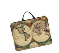 14in Laptop Sleeve Bag, Lightweight Waterproof Laptop Bag Shockproof Soft Carrying Case World Map Retro Tablet Travel Cover with Handle for 13-14 Inch Notebook