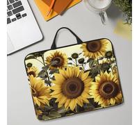 14in Laptop Sleeve Bag, Lightweight Waterproof Laptop Bag Shockproof Soft Carrying Case Yellow Sunflower Floral Tablet Travel Cover with Handle for 13-14 Inch Notebook