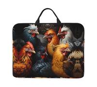 14in Laptop Sleeve Bag, Roosters Dressed in Many Colors Print Shockproof Notebook Case, Briefcase Carrying Tablet Cover Accessory