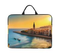 14in Octagon Building Print Laptop Case Sleeve Bag, Portable Briefcase for Business Travel, Commuting, and Tourism, Sunset in Barcelona, One Size