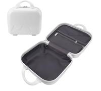 14in Portable Hard Shell Cosmetic Travel Case, Small Travel Hand Luggage Mini Carry on Luggage Hard Shell Case with Anti Slip Standing for Clothes, Shoes (White)