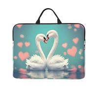 14in The swan in love Print Laptop Case Sleeve Bag, Portable Briefcase for Business Travel, Commuting, and Tourism
