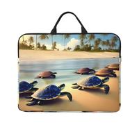 14in turtles on the beach Print Laptop Case Sleeve Bag, Portable Briefcase for Business Travel, Commuting, and Tourism