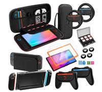 14in1 Switch 2 Accessories,Bundle Kit For Nintendo Switch 2,Protective Carrying Case,HD Tempered Screen Protector with Alignment Frame,Dockable Crystal Shell,Grips for Joy-Con ,Steering Wheels for