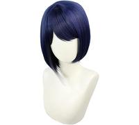 14inch Genshin Impact Wig,Anime Cosplay Kujo Sara Wig, Dark Blue Gradient Wig with Free Wig Cap, for Halloween, Party, Carnival, Nightlife, Concerts, Weddings