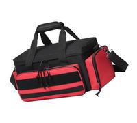14Inch Nylon Fabric Tool Bag with Multiple Pockets, Red | Heavy Duty Waterproof Design with Multiple Compartments for Contractors Spacious Capacity Adjustable Shoulder Strap