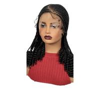 14inch Short Braided Wigs Synthetic Full Lace Kontless Braided Wigs for Black Women Adds Volume(Black)