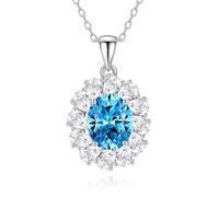 14K 585 White Gold Necklace 3 ct Lab-Grown Emerald Pendant for Women, 45cm