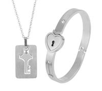 14K Filled Gold Locking Bracelet With Key For Women And Men - Bracelet Love Heart Lock Bracelets Bangle Key Pendant Necklace, Lock And Key Necklace For Couples, M, Yellow Gold, No Gemstone