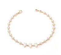14K Gold Bracelet, Women Bracelets Yellow Gold with Pear And Round Moissanite Fashion Trendy Size 6.2 Inch