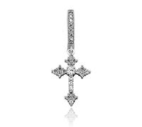 14K Gold Cross Earrings, Hip-Hop Style Densely Set Moissanite Pendant Earrings, A Bold Statement Gift for Music Enthusiasts
