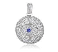 14K Gold Evil Eye Moissanite Pendant Necklace, Sapphire Devil's Eye Charm, Lucky Gift for Women