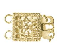 14k Gold Filled Classic Square Rectangular Flower Filigree 2-strand Pearl Box Clasp 8.5mm Connector Switch Bead