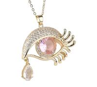 14K Gold Filled for Men and Women, 8 Colours Large Crystal Evil Necklaces, O Chain Lucky Turkish, Eyeball Eye of Layered Necklace