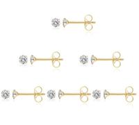 14K Gold Filled Polished Small CZ Pearl Ball Stud Earrings Set for Women Men 20G Surgical Steel Hypoallergenic Piercing Studs for Sensitive Ear, Pack of 6 Pairs, 2mm 3mm 4mm 5mm 6mm 7mm, Metal, Cubic