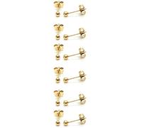 14K Gold Filled Polished Small CZ Pearl Ball Stud Earrings Set for Women Men 20G Surgical Steel Hypoallergenic Piercing Studs for Sensitive Ear, Pack of 6 Pairs, 2mm 3mm 4mm 5mm 6mm 7mm, Metal, Cubic