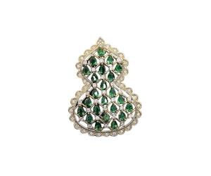 14k Gold Handmade Moissanite Gourd Brooch, Cheongsam Dress with Autumn and Winter Coats Wearing a Fulu Gourd Brooch, Ideal Gift for Her, Birthday Gift