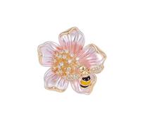 14K Gold High-End Suit Coat Pin, Unique Design Little Bee Flower Gold Brooch Pin for Women, Vintage Brooch, Gold, moissanite