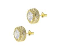 14K Gold Hip-Hop Earrings - Fully Studded Moissanite Studs for Men. A Bold Gift for the Man Who Loves to Shine,Father's Day Gift
