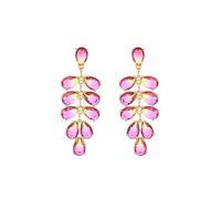 14K Gold Leaf Shape Drop Earrings for Her, Gemstone Teardrop Design, Great Jewelry Gift for Her