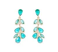 14K Gold Leaf Shape Drop Earrings for Her, Gemstone Teardrop Design, Great Jewelry Gift for Her