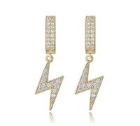 14K Gold Lightning Densely Set Earrings, Moissanite Pendant Earrings, A Radiant Present for Anniversaries or Moments Worth Remembering