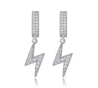 14K Gold Lightning Densely Set Earrings, Moissanite Pendant Earrings, A Radiant Present for Anniversaries or Moments Worth Remembering