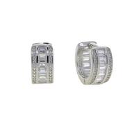 14K Gold Men's Hoop Earrings, Pave Rectangular Round Moissanite Earrings - Sparkling to Match Your Unique Personality, Makes a Beautiful Birthday Gift,Fathers Day Present for Dad