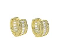 14K Gold Men's Hoop Earrings, Pave Rectangular Round Moissanite Earrings - Sparkling to Match Your Unique Personality, Makes a Beautiful Birthday Gift,Fathers Day Present for Dad