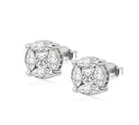 14K Gold Over 925 Silver Earrings, Princess Cut Cat's Eye Moissanite Stud Earrings, A Classy Choice for Anniversaries or Elegant Gatherings
