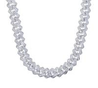 14K Gold Over S925 19mm Rectangular Chain with Emerald-Cut Moissanite - A Blend of Ruggedness and Elegance. Beautiful for the Stylish, Man