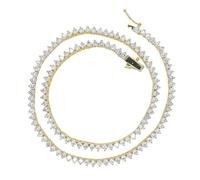 14K Gold Over S925 3mm Moissanite Tennis Chain Necklace, Hip-Hop Style Claw-Set Necklace - Radiate Glamour with Sparkling Moissanite Tennis Necklace Bling and Elegance, Ideal for Holidays and